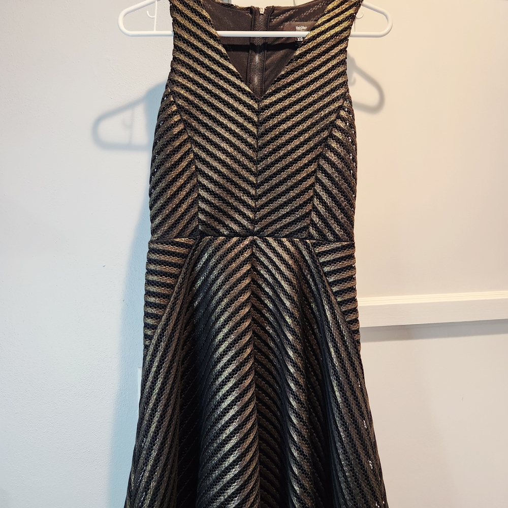 Mossimo Supply Co. Black and Gold Chevron Fit & Flare Dress